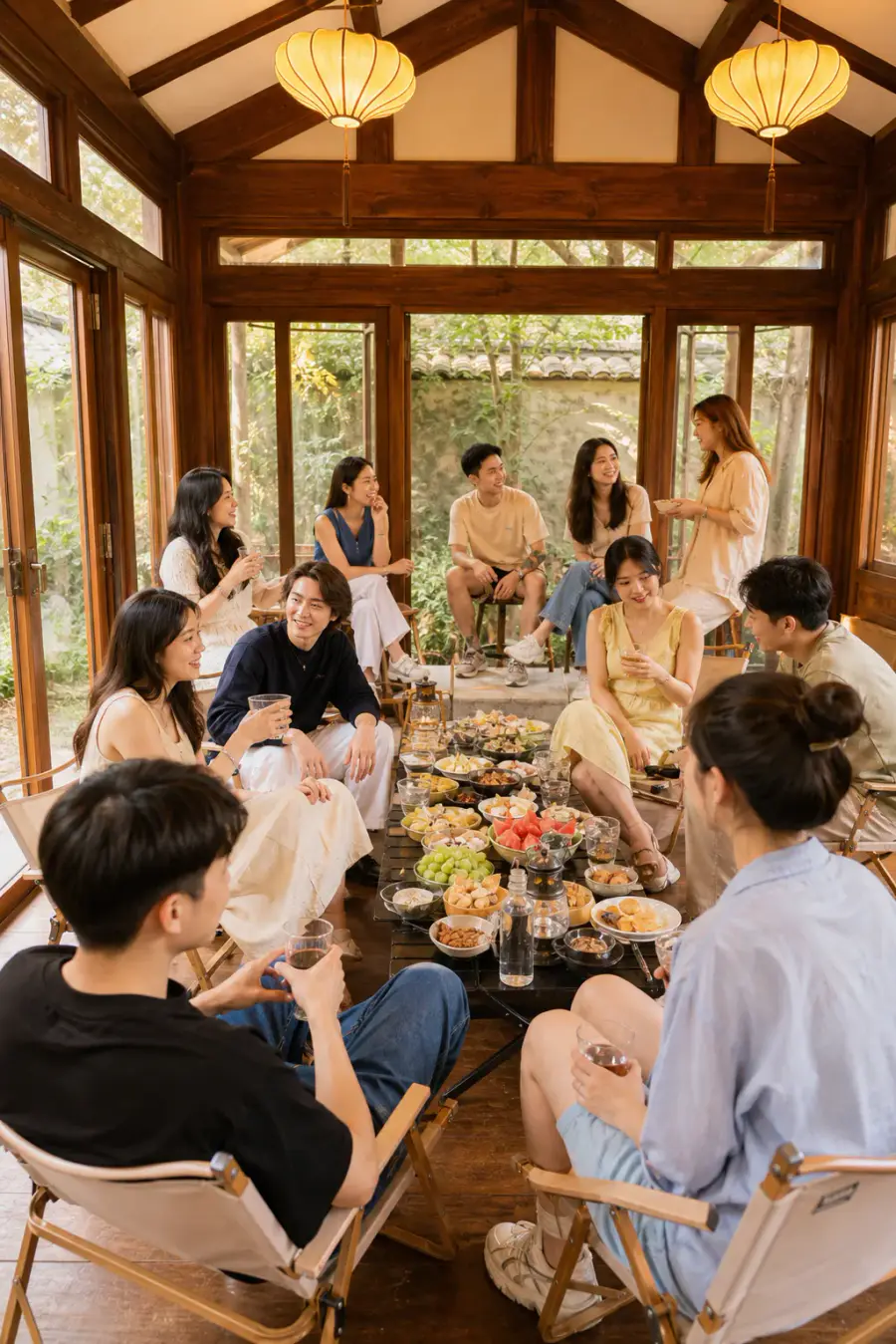 Travellers sharing a local meal